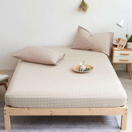 91家纺网 家纺一手货源 找家纺 简约纯色全棉水洗棉床笠单件1.5*2纯棉床罩床垫保护套1.8