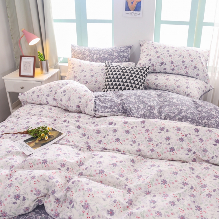 91家纺网 家纺一手货源 找家纺 感遇家纺 2019小清新全棉印花四件套纯棉三件套 兰陵花语