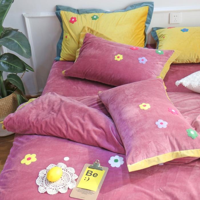 91家纺网 家纺一手货源 找家纺 （总）润缦 2019 ins泫雅风宝宝绒四件套牛奶绒四件套