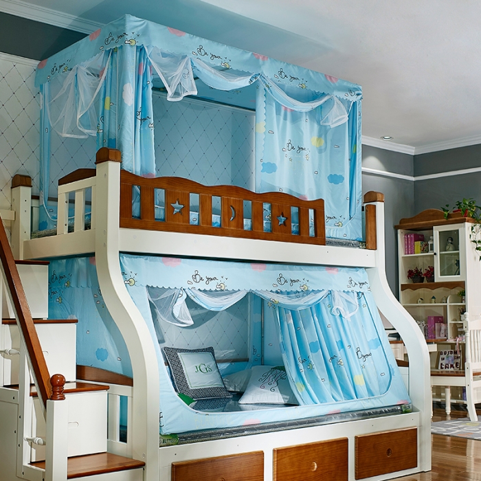 91家纺网 家纺一手货源 找家纺 （总）迪凡保罗 5807遮光帘子母床拉链蚊-不锈钢支架