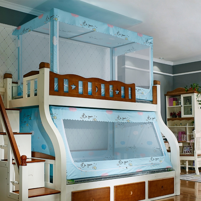 91家纺网 家纺一手货源 找家纺 （总）迪凡保罗 5807遮光帘子母床拉链蚊-不锈钢支架