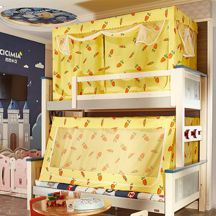 91家纺网 家纺一手货源 找家纺 （总）迪凡保罗 5807遮光帘子母床拉链蚊-不锈钢支架