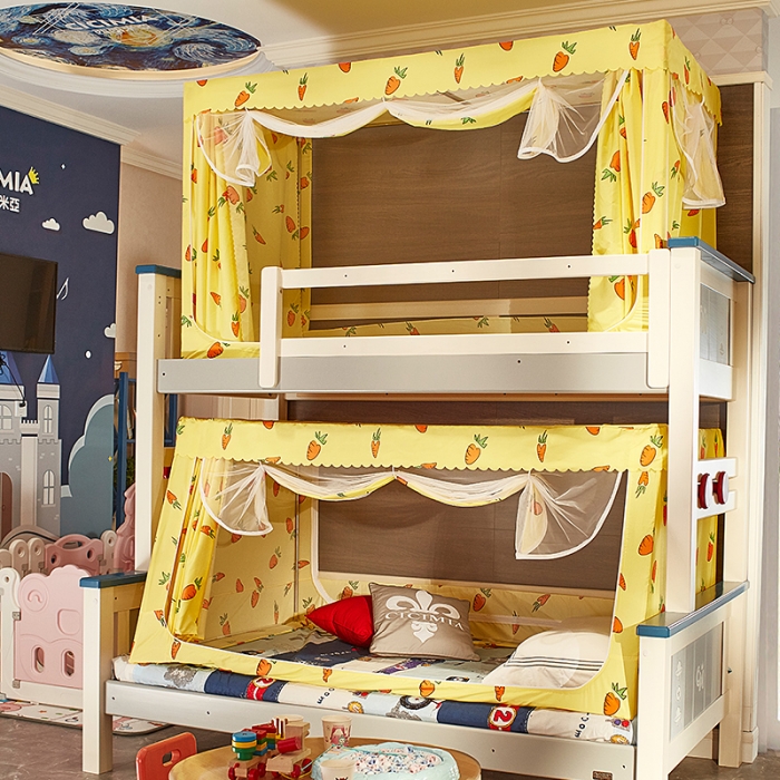 91家纺网 家纺一手货源 找家纺 （总）迪凡保罗 5807遮光帘子母床拉链蚊-不锈钢支架