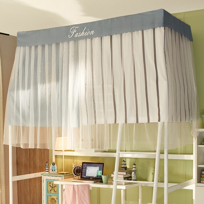 91家纺网 家纺一手货源 找家纺 迪凡保罗C05遮光帘防隐私上下铺学生蚊帐不锈钢支架 蓝灰白条