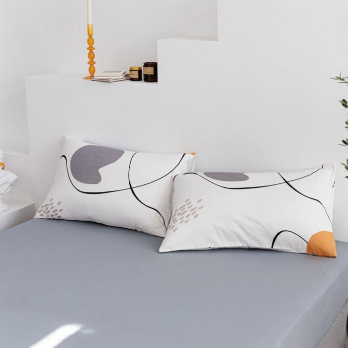 91家纺网 家纺一手货源 找家纺 艾沁 2019全棉13372北欧简约抽象风四件套床单款 蓝湾