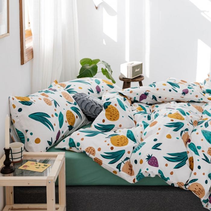 91家纺网 家纺一手货源 找家纺 艾沁 2019全棉13372北欧简约抽象风四件套床单款 硕果