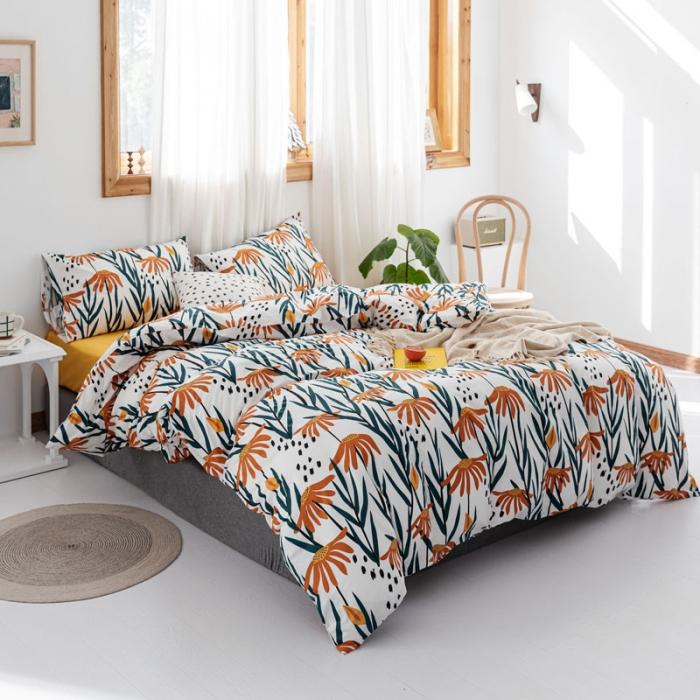 91家纺网 家纺一手货源 找家纺 艾沁 2019全棉13372北欧简约抽象风四件套床单款 追光