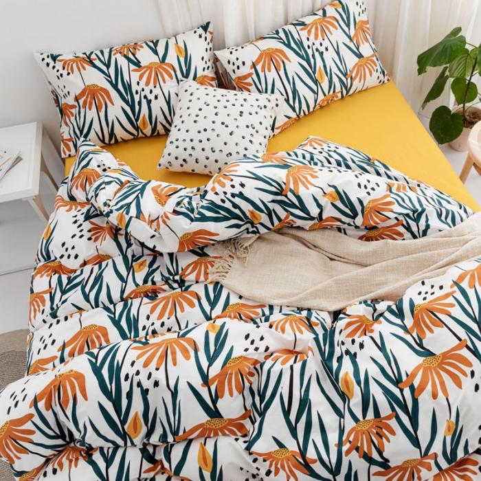 91家纺网 家纺一手货源 找家纺 艾沁 2019全棉13372北欧简约抽象风四件套床单款 追光