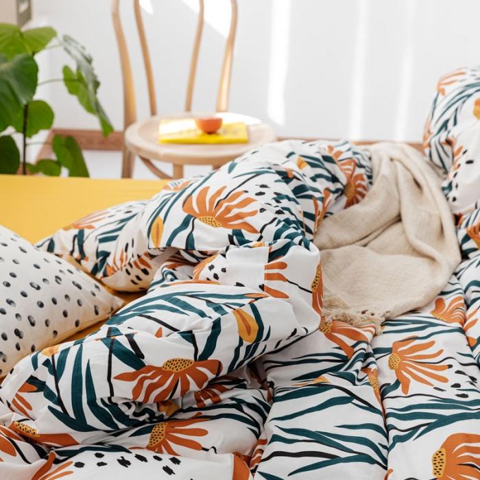 91家纺网 家纺一手货源 找家纺 艾沁 2019全棉13372北欧简约抽象风四件套床单款 追光