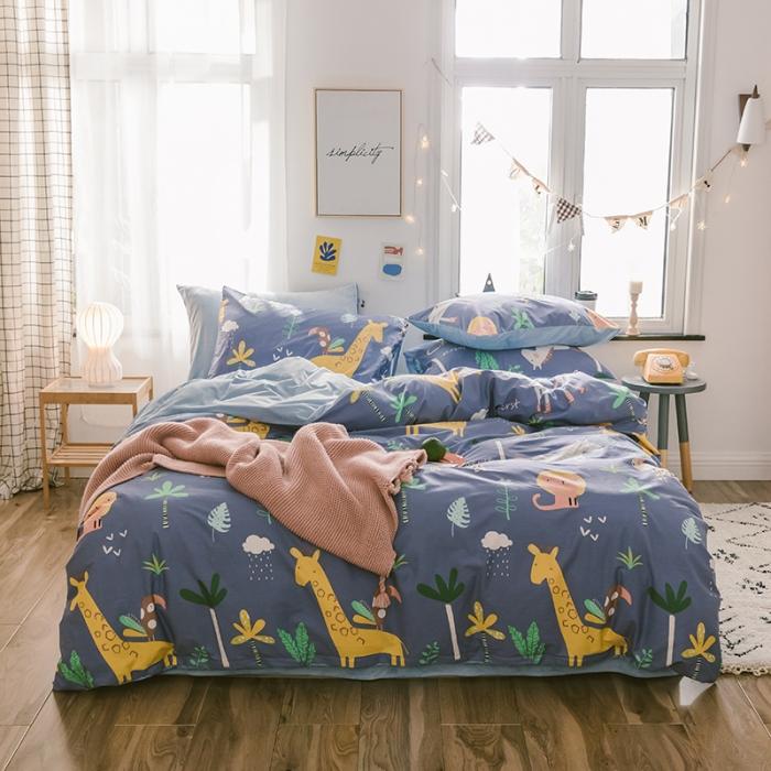 91家纺网 家纺一手货源 找家纺 窝米 2019新款圆网棉加绒四件套床单款 动物派对