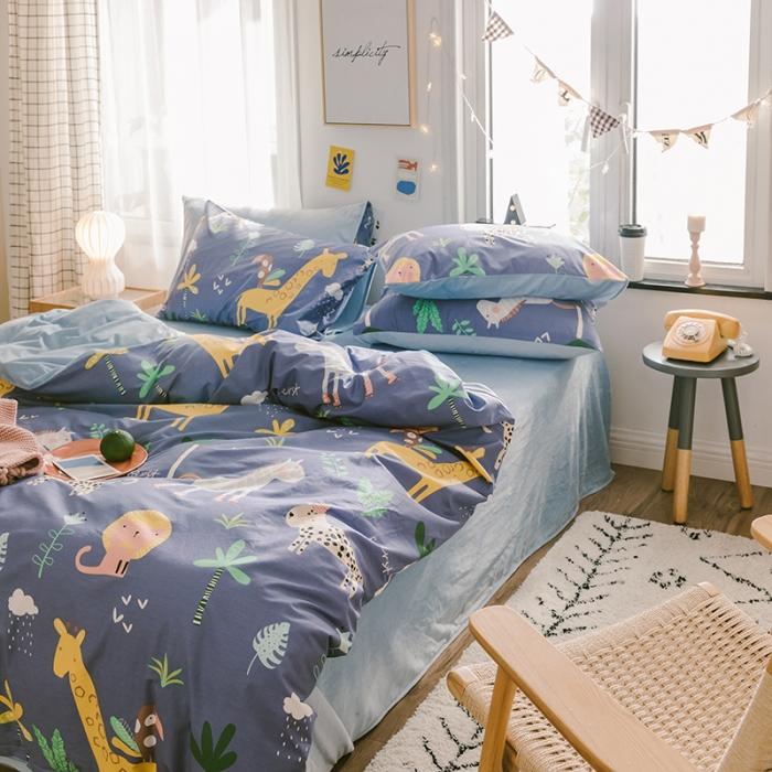 91家纺网 家纺一手货源 找家纺 窝米 2019新款圆网棉加绒四件套床单款 动物派对