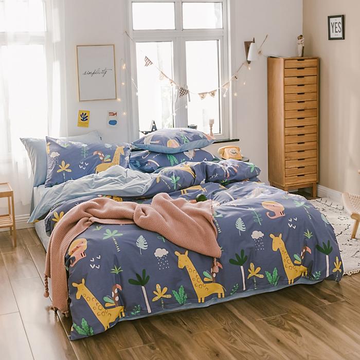 91家纺网 家纺一手货源 找家纺 窝米 2019新款圆网棉加绒四件套床单款 动物派对