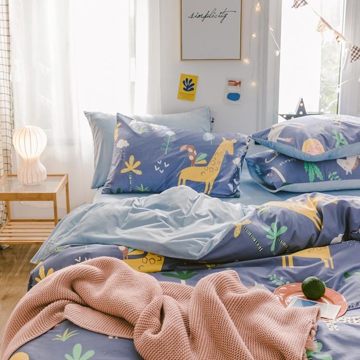 91家纺网 家纺一手货源 找家纺 窝米 2019新款圆网棉加绒四件套床单款 动物派对