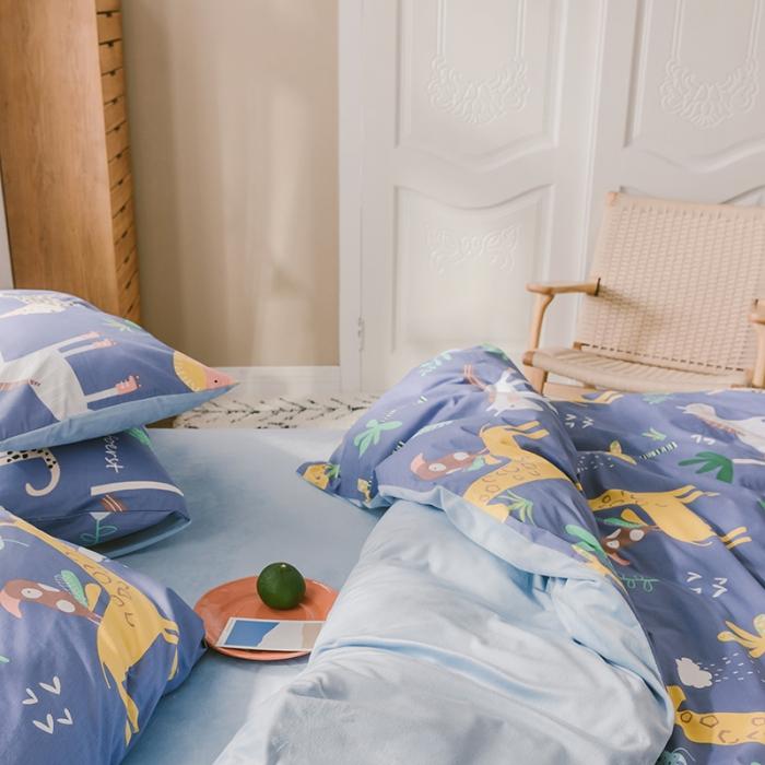 91家纺网 家纺一手货源 找家纺 窝米 2019新款圆网棉加绒四件套床单款 动物派对