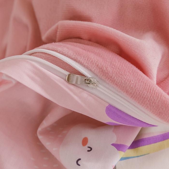 91家纺网 家纺一手货源 找家纺 窝米 2019新款圆网棉加绒四件套床单款 独角兽