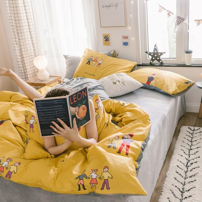 91家纺网 家纺一手货源 找家纺 窝米 2019新款圆网棉加绒四件套床单款 美好童年