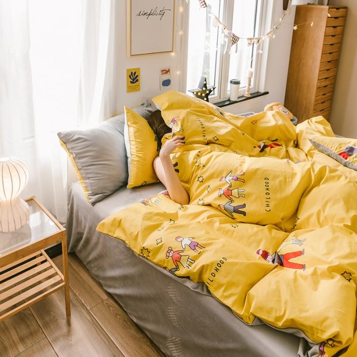 91家纺网 家纺一手货源 找家纺 窝米 2019新款圆网棉加绒四件套床单款 美好童年