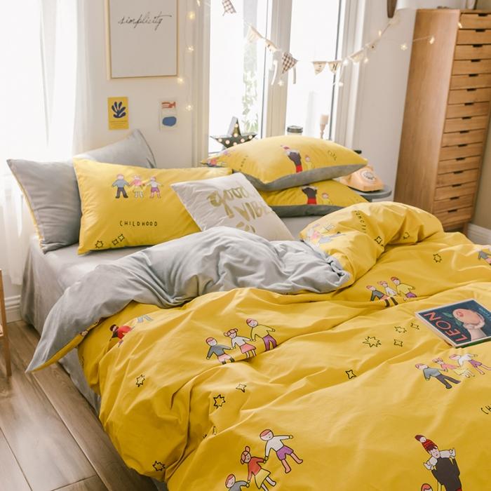 91家纺网 家纺一手货源 找家纺 窝米 2019新款圆网棉加绒四件套床单款 美好童年