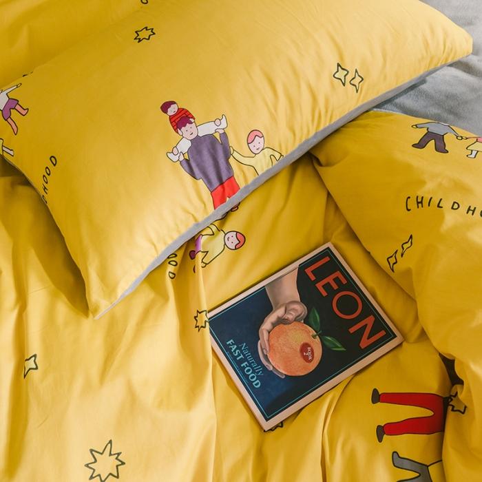 91家纺网 家纺一手货源 找家纺 窝米 2019新款圆网棉加绒四件套床单款 美好童年