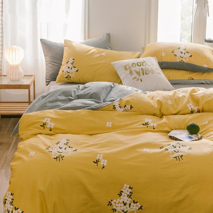 91家纺网 家纺一手货源 找家纺 窝米 2019新款圆网棉加绒四件套床单款 沫沫黄