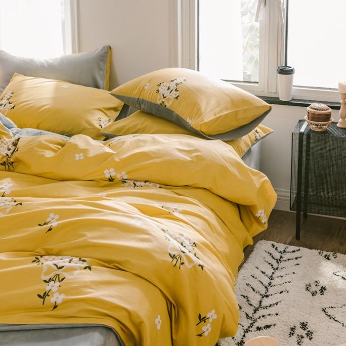 91家纺网 家纺一手货源 找家纺 窝米 2019新款圆网棉加绒四件套床单款 沫沫黄