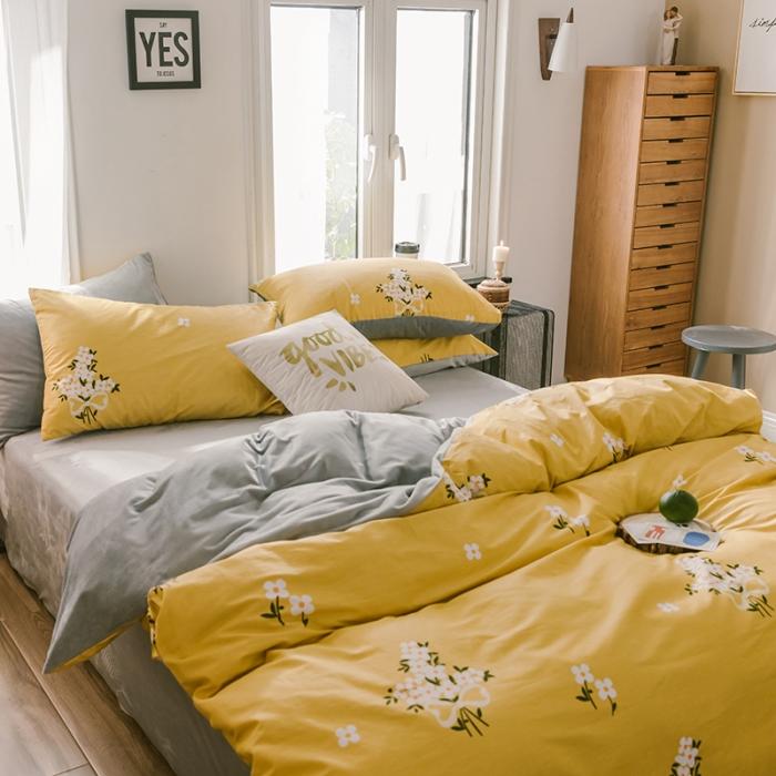 91家纺网 家纺一手货源 找家纺 窝米 2019新款圆网棉加绒四件套床单款 沫沫黄