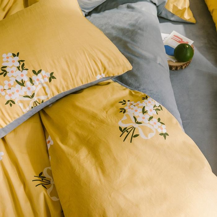 91家纺网 家纺一手货源 找家纺 窝米 2019新款圆网棉加绒四件套床单款 沫沫黄