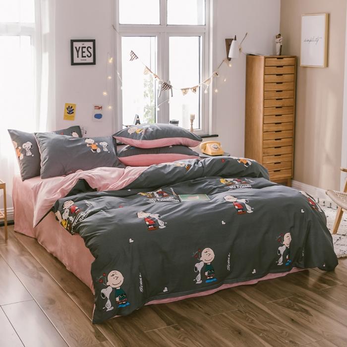 91家纺网 家纺一手货源 找家纺 窝米 2019新款圆网棉加绒四件套床单款 史努比