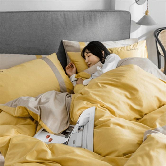 91家纺网 家纺一手货源 找家纺 窝米2019新款60长绒棉四件套hellothere（姜黄）