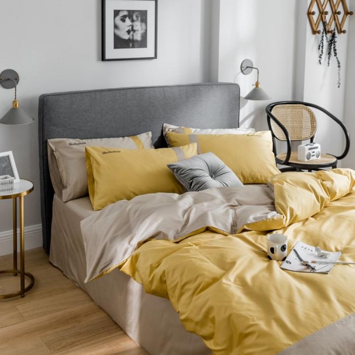 91家纺网 家纺一手货源 找家纺 窝米2019新款60长绒棉四件套hellothere（姜黄）