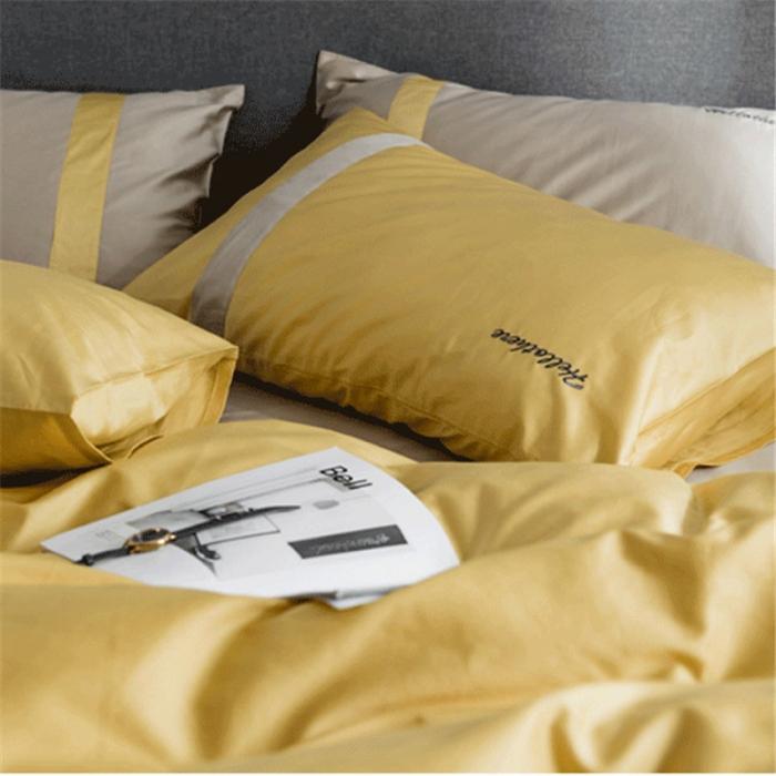 91家纺网 家纺一手货源 找家纺 窝米2019新款60长绒棉四件套hellothere（姜黄）