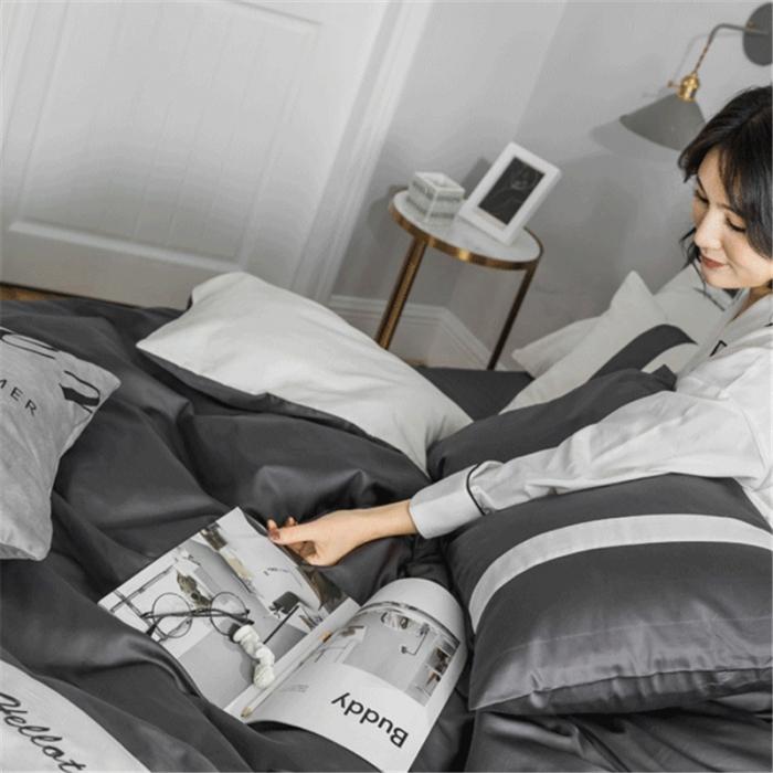 91家纺网 家纺一手货源 找家纺 窝米2019新款60长绒棉四件套hellothere（雅黑）