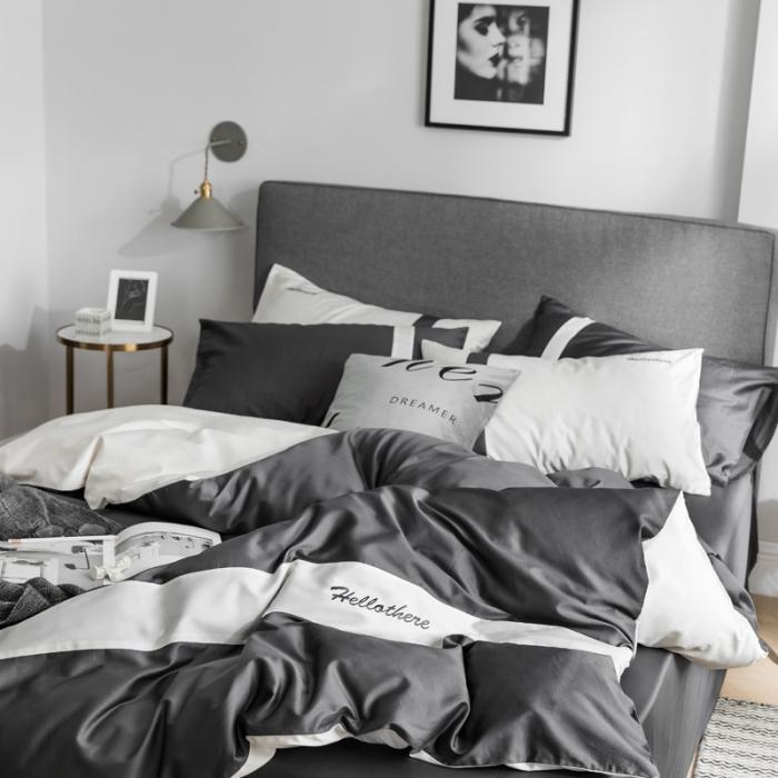 91家纺网 家纺一手货源 找家纺 窝米2019新款60长绒棉四件套hellothere（雅黑）