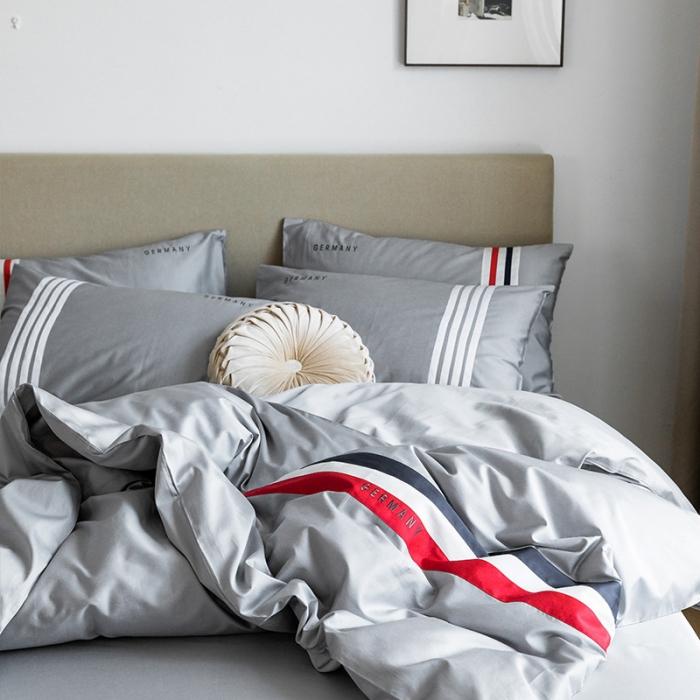 91家纺网 家纺一手货源 找家纺 窝米 2019新款60长绒棉四件套 科森（灰）