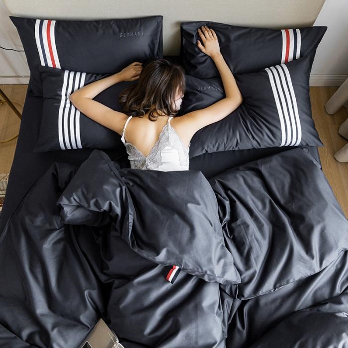 91家纺网 家纺一手货源 找家纺 窝米 2019新款60长绒棉四件套 科森（雅黑）