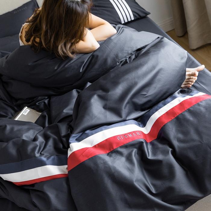 91家纺网 家纺一手货源 找家纺 窝米 2019新款60长绒棉四件套 科森（雅黑）