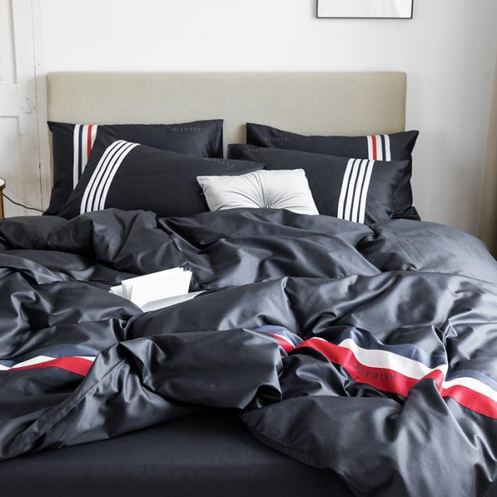 91家纺网 家纺一手货源 找家纺 窝米 2019新款60长绒棉四件套 科森（雅黑）