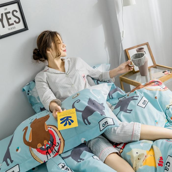 91家纺网 家纺一手货源 找家纺 （总）窝米 2018全棉13372减龄卡通系列四件套床笠款