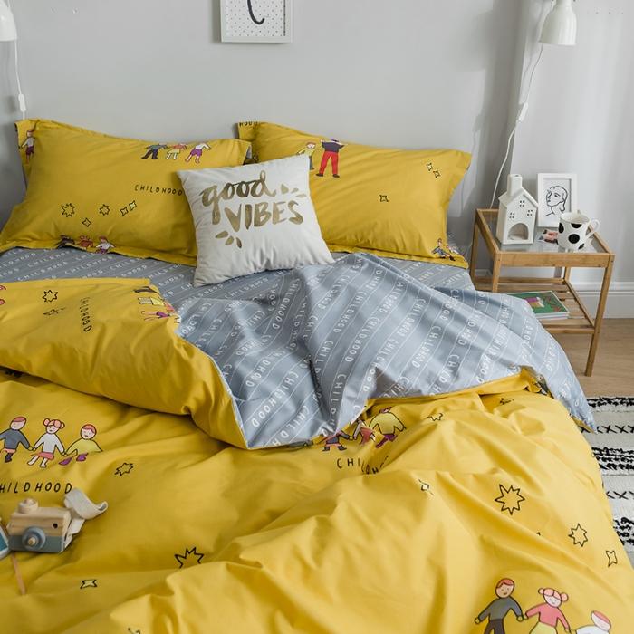 91家纺网 家纺一手货源 找家纺 窝米 2018全棉13372减龄卡通系列四件套床单款美好童年