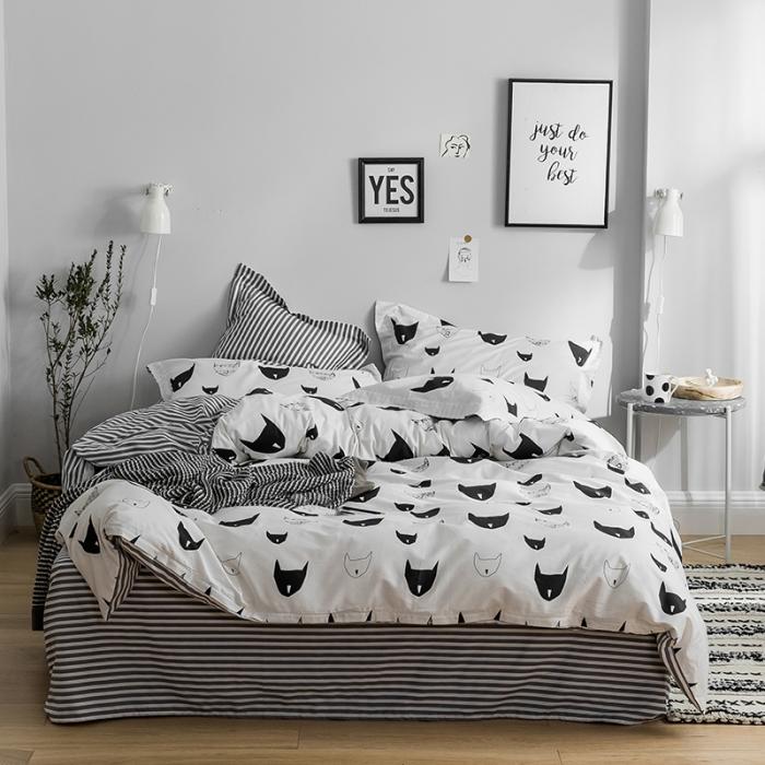 91家纺网 家纺一手货源 找家纺 窝米 2018全棉13372减龄卡通系列四件套床单款 新狐狸