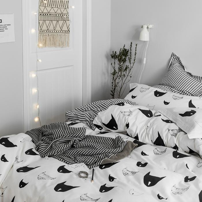 91家纺网 家纺一手货源 找家纺 窝米 2018全棉13372减龄卡通系列四件套床单款 新狐狸