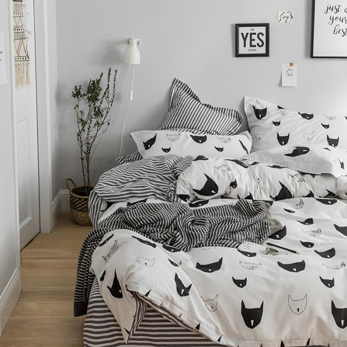 91家纺网 家纺一手货源 找家纺 窝米 2018全棉13372减龄卡通系列四件套床单款 新狐狸