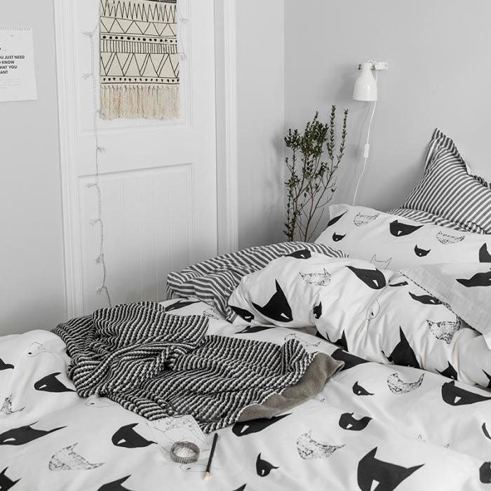 91家纺网 家纺一手货源 找家纺 窝米 2018全棉13372减龄卡通系列四件套床单款 新狐狸