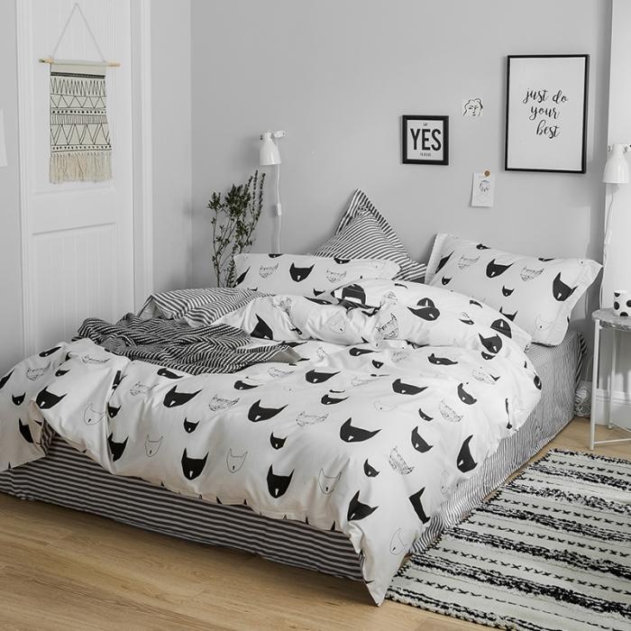 91家纺网 家纺一手货源 找家纺 窝米 2018全棉13372减龄卡通系列四件套床单款 新狐狸