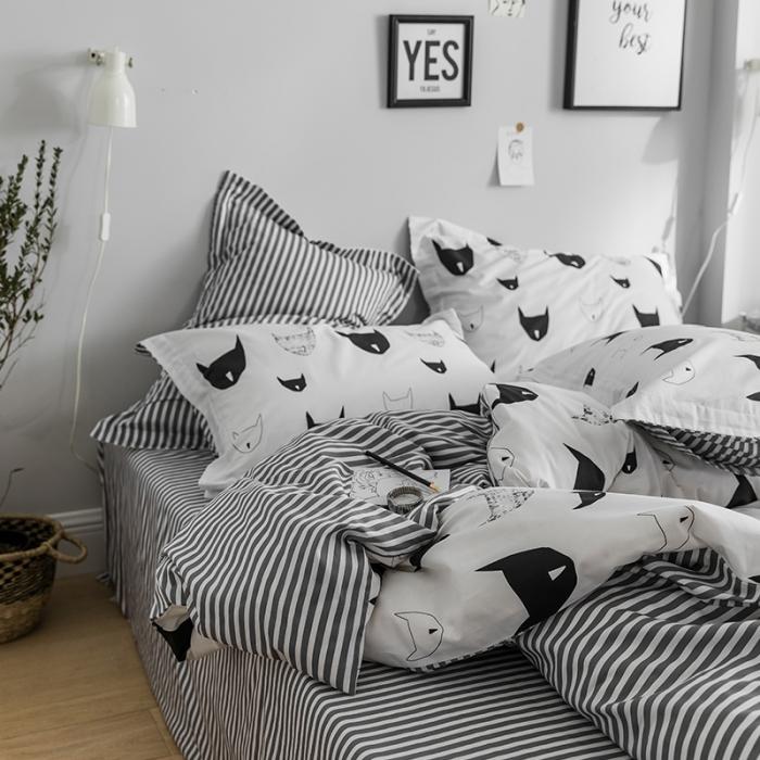 91家纺网 家纺一手货源 找家纺 窝米 2018全棉13372减龄卡通系列四件套床单款 新狐狸