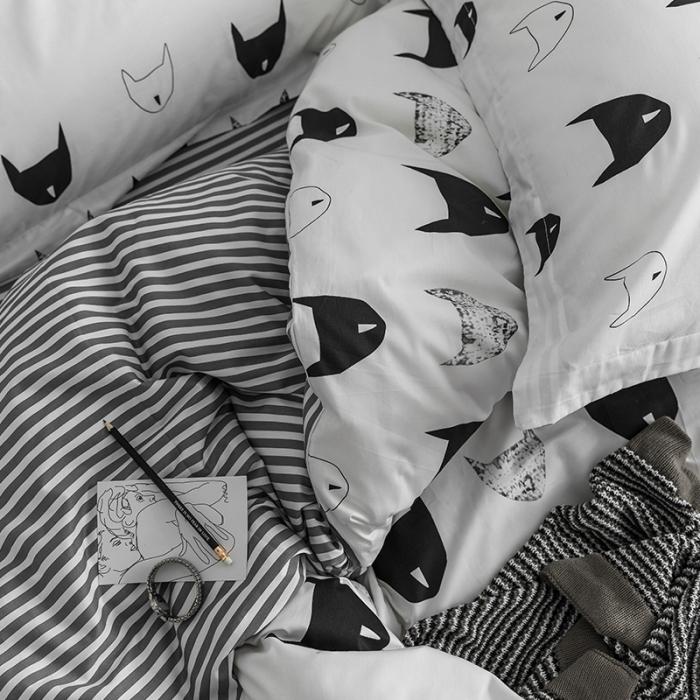 91家纺网 家纺一手货源 找家纺 窝米 2018全棉13372减龄卡通系列四件套床单款 新狐狸