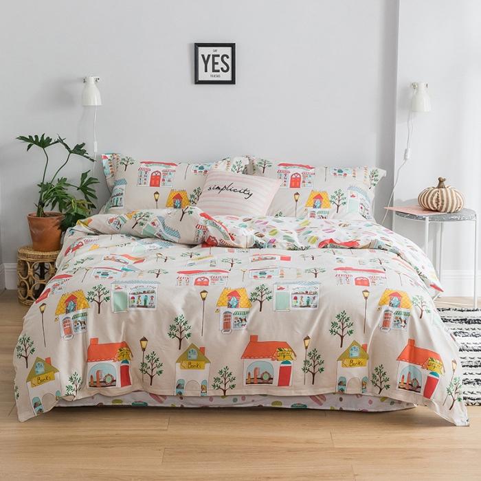 91家纺网 家纺一手货源 找家纺 窝米 2018全棉13372减龄卡通系列四件套床单款shop