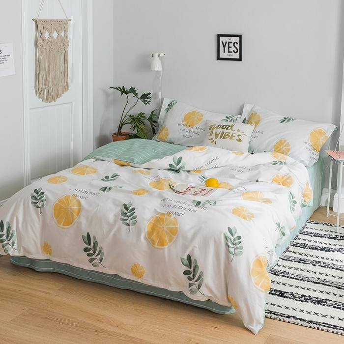 91家纺网 家纺一手货源 找家纺 窝米 2018全棉13372减龄卡通系列四件套床单款香橙满园