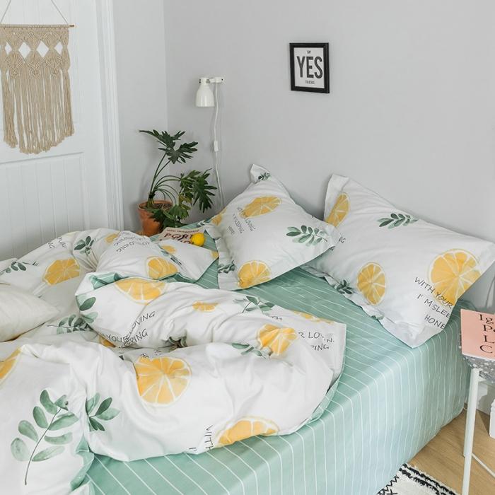 91家纺网 家纺一手货源 找家纺 窝米 2018全棉13372减龄卡通系列四件套床单款香橙满园