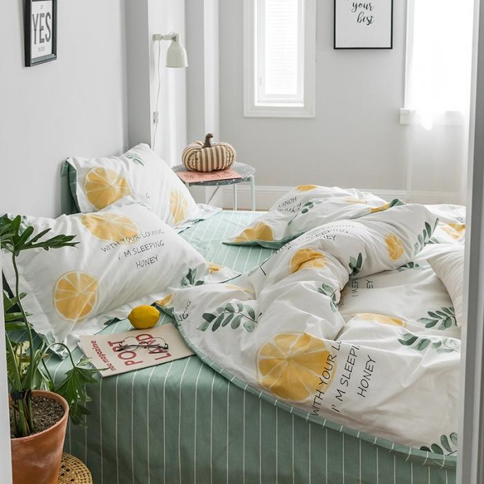 91家纺网 家纺一手货源 找家纺 窝米 2018全棉13372减龄卡通系列四件套床单款香橙满园